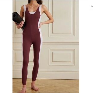 Nike Yoga Dri-FIT Luxe 7/8 Color-Block Jumpsuit in Oxen Brown and Doll (lilac)